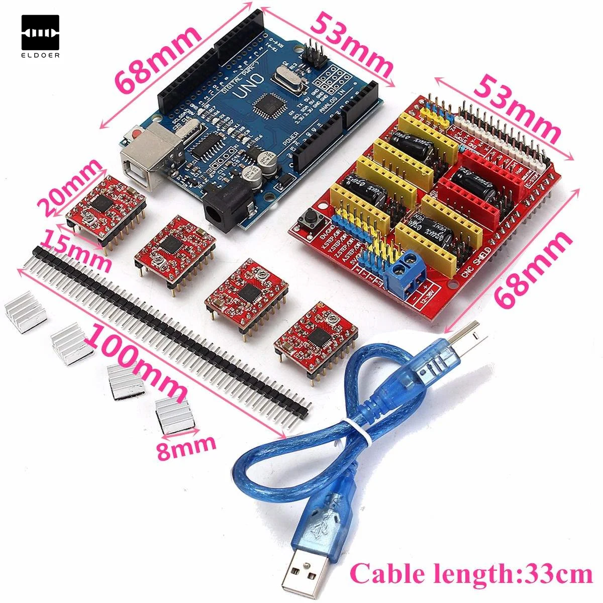 New Arrival V3.0 Engraver CNC Shield+Board+A4988 Stepper Motor Drivers For UNO R3 for Arduino New Electric Board
New Arrival V3.0 Engraver CNC Shield+Board+A4988 Stepper Motor Drivers For UNO R3 for Arduino New Electric Board