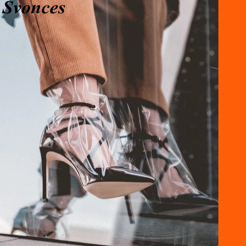 Transparent PVC High Heels Pumps Super Star Shoes Woman Pointed Toe Satin Runway Shoes Ankle Strap Cut Out Jelly Dress Shoes
Transparent PVC High Heels Pumps Super Star Shoes Woman Pointed Toe Satin Runway Shoes Ankle Strap Cut Out Jelly Dress Shoes