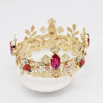 Cross Baroque Hairband Gold Crystal Queen Crown Tiaras Ceramic Wedding Hair Accessories Head Jewelry Flower Headbands For Bride 
Cross Baroque Hairband Gold Crystal Queen Crown Tiaras Ceramic Wedding Hair Accessories Head Jewelry Flower Headbands For Bride