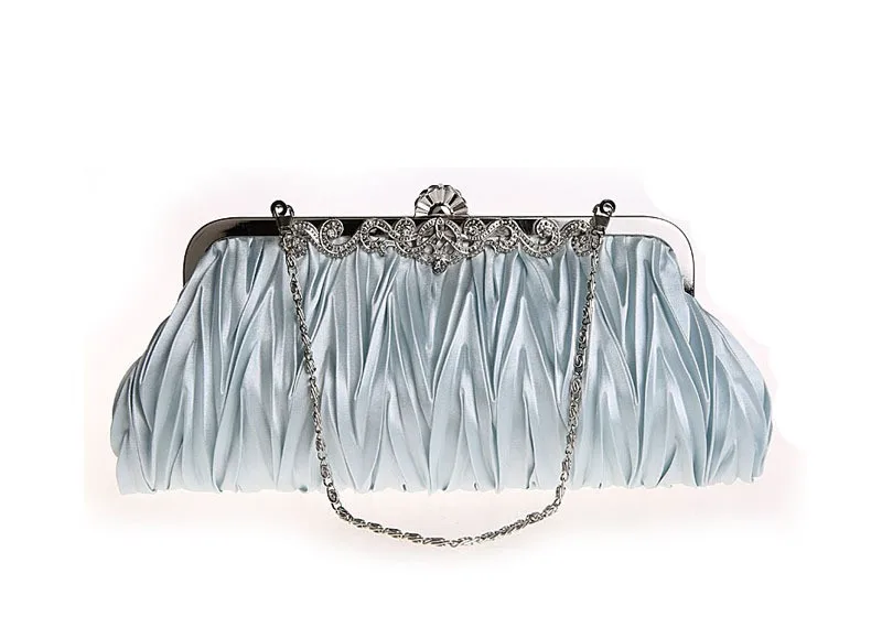 

Silver Chinese Women's Satin Clutch handbag Wedding Evening Bag Party Purse Makeup Bag Free Shipping 7385-F