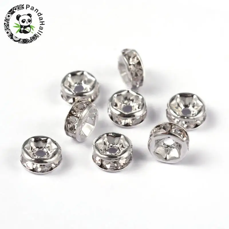 200pcs Brass Rhinestone Spacer Beads Grade AAA Straight Flange Nickel Free Silver Metal Color Rondelle Crystal 6x3mm, Hole: 1mm
200pcs Brass Rhinestone Spacer Beads Grade AAA Straight Flange Nickel Free Silver Metal Color Rondelle Crystal 6x3mm, Hole: 1mm