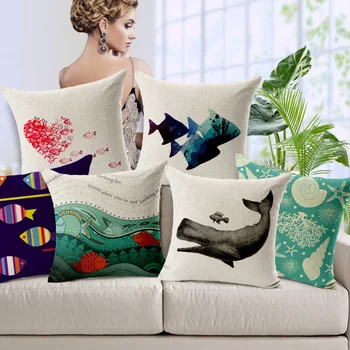 Europe New Marine Fish Whales Shells Pillow Cover Mediterranean Style Pillow Case for Hotel 45cm*45cm 
Europe New Marine Fish Whales Shells Pillow Cover Mediterranean Style Pillow Case for Hotel 45cm*45cm