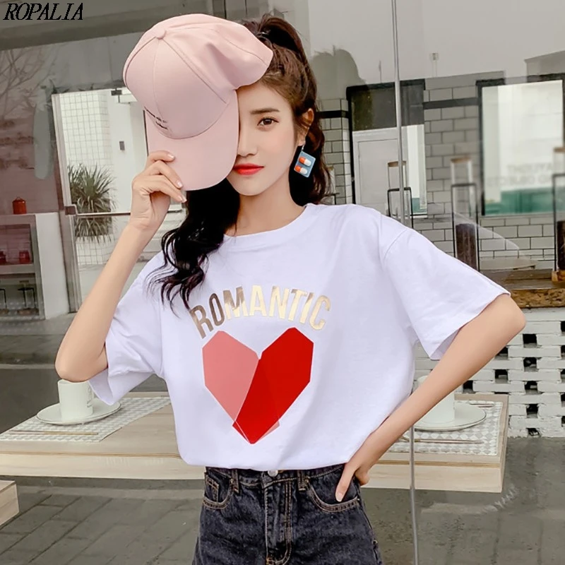 Girl Caual Top Heart Print Bronzing Letters Short Sleeve T-Shirt O-Neck Sweet Pullover Tops
Girl Caual Top Heart Print Bronzing Letters Short Sleeve T-Shirt O-Neck Sweet Pullover Tops