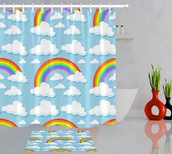 LB Rainbow And White Clouds Shower Curtain with Mat Set Bathroom Eco-Friendly Waterproof Polyester Fabric For Kids Bathtub Decor
LB Rainbow And White Clouds Shower Curtain with Mat Set Bathroom Eco-Friendly Waterproof Polyester Fabric For Kids Bathtub Decor