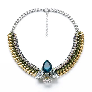 New Arrival Black Gold Colors Curb Chain Middle Charms with Rhinestone Sky Blue Younger Necklaces
New Arrival Black Gold Colors Curb Chain Middle Charms with Rhinestone Sky Blue Younger Necklaces