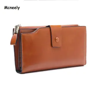 Women's Oil Wax Genuine Leather Wallet Long Cowhide Luxury Brand Wallets Card Holder Purse Female Big Clutch Bag Girls Wallet
Women's Oil Wax Genuine Leather Wallet Long Cowhide Luxury Brand Wallets Card Holder Purse Female Big Clutch Bag Girls Wallet