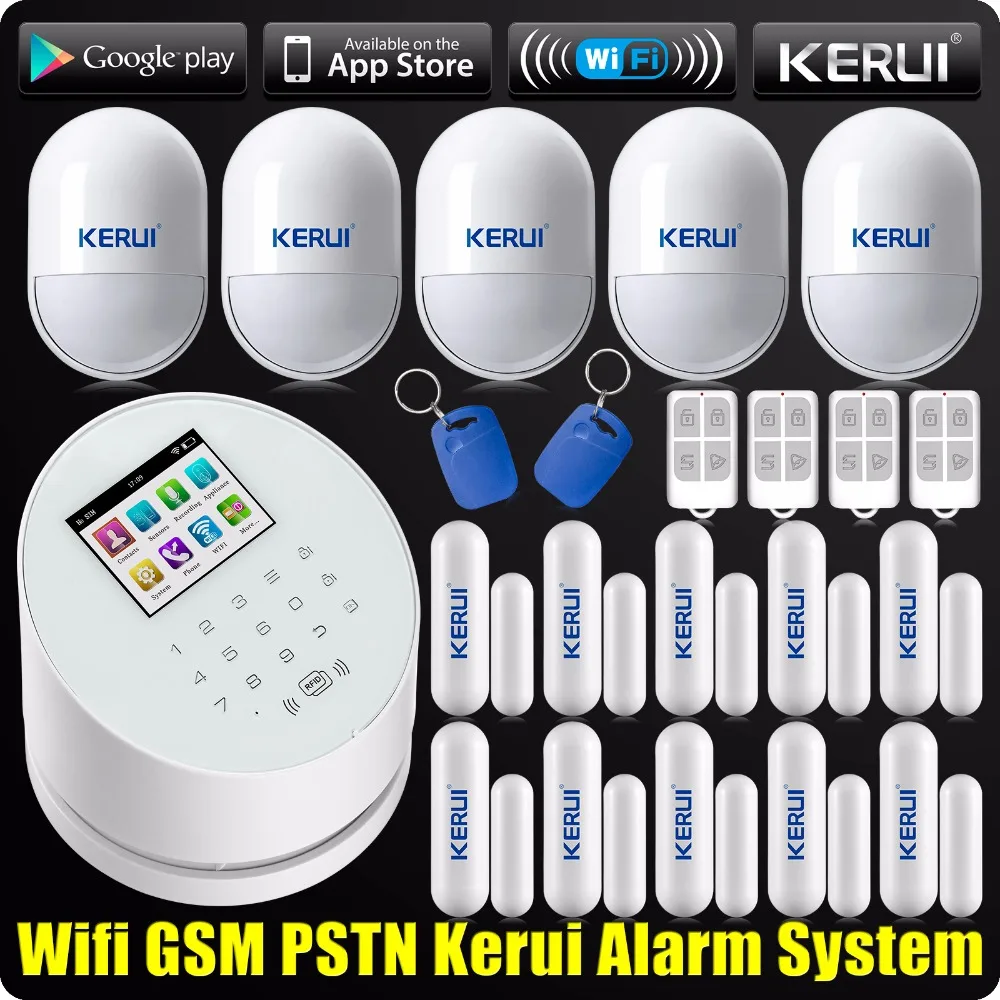 

Kerui W2 WiFi GSM PSTN RFID Home Alarm Security System Low battery Indication TFT color display ISO Android App