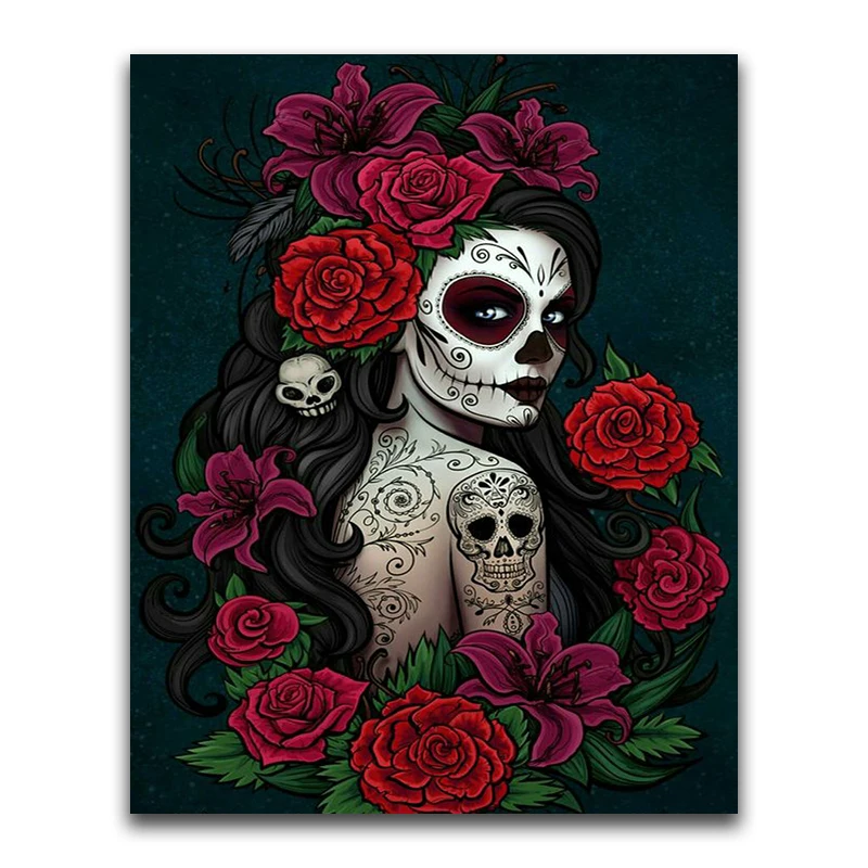 5D DIY Diamond embroidery terror art Full Round Diamond painting Cross stitch ghost Full Square Diamond mosaic rose woman