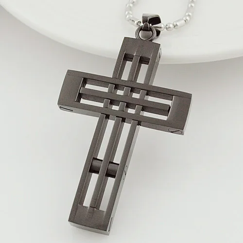 Image Free shipping The Black Pendant Necklace Hollow Cross Jewelry For Men,Rock Hip Pop Fashion 2014 accessory stainless steel, WP872