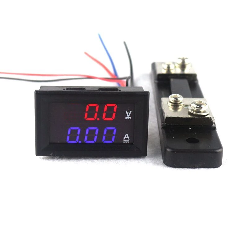 2 in1 DC Volt Amp Meter Dual Digital Display Voltmeter Ammeter 0.28" 0-100V/50A Red Blue With Ampere Shunt
2 in1 DC Volt Amp Meter Dual Digital Display Voltmeter Ammeter 0.28" 0-100V/50A Red Blue With Ampere Shunt