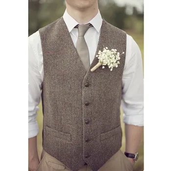 British style brown wool tweed vest men's suit vest slim fashion groom groomsmen retro style men's vest business official vest
British style brown wool tweed vest men's suit vest slim fashion groom groomsmen retro style men's vest business official vest