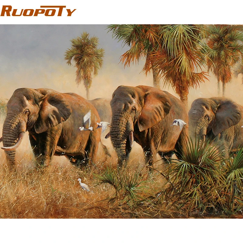 RUOPOTY diy frame Elephants DIY Painting By Numbers Animals Modern Wall Art Picture Hand Painted Oil Painting With Box For Home
RUOPOTY diy frame Elephants DIY Painting By Numbers Animals Modern Wall Art Picture Hand Painted Oil Painting With Box For Home