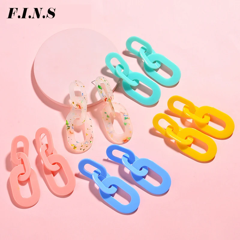 F.I.N.S 5 Colors Trendy Candy Color Big Oval Plastic Link Chain Statement Acrylic Hanging Drop Earrings for Women Korean Fashion
F.I.N.S 5 Colors Trendy Candy Color Big Oval Plastic Link Chain Statement Acrylic Hanging Drop Earrings for Women Korean Fashion