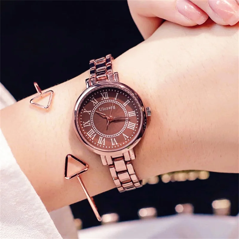 Retro Coffee Gold Stainless Steel Women Watches Ulzzang Fashion Brand Female Wristwatches Casual Roma Scale Ladies Quartz Watch
Retro Coffee Gold Stainless Steel Women Watches Ulzzang Fashion Brand Female Wristwatches Casual Roma Scale Ladies Quartz Watch