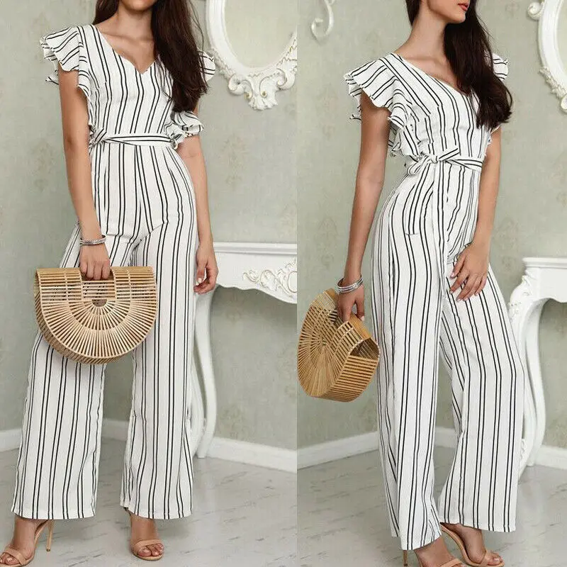 Women Sexy Casual Striped V Neck Loose Playsuit Jumpsuits Women Romper Party Ladies Sleeveless Long Pant Trouser Jumpsuit
Women Sexy Casual Striped V Neck Loose Playsuit Jumpsuits Women Romper Party Ladies Sleeveless Long Pant Trouser Jumpsuit