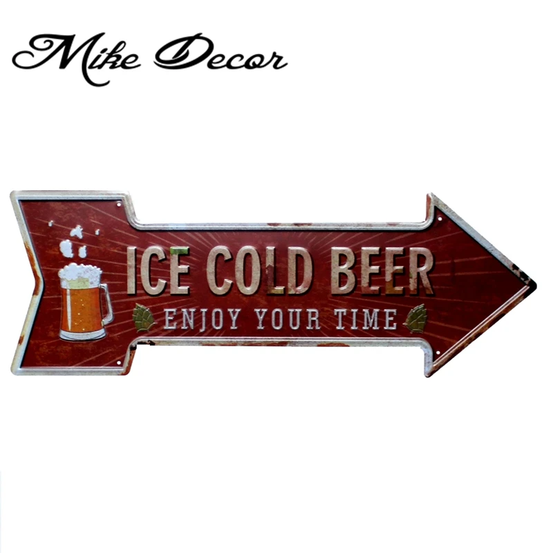 

[ Mike86 ] ICE COLD BEER Classic Arrow Irregular Retro souvenir Craft Wall Plaque Cafe decor YC-631 Mix order
