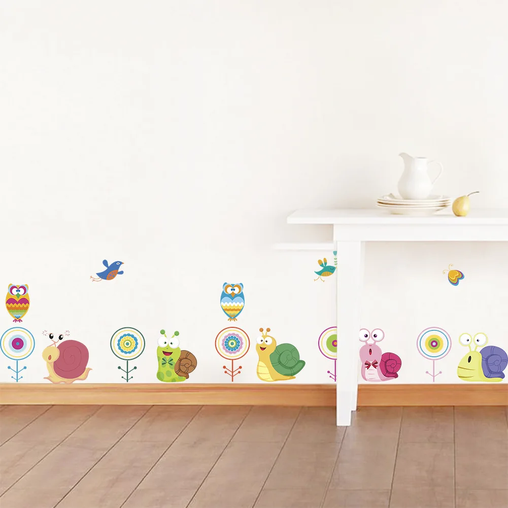 Cartoon Snail Owl Butterfly Bird Wall Stickers Funny Animal Art Decals for Kids Rooms Bedroom Living Room Home Decor ZY926 | Дом и сад