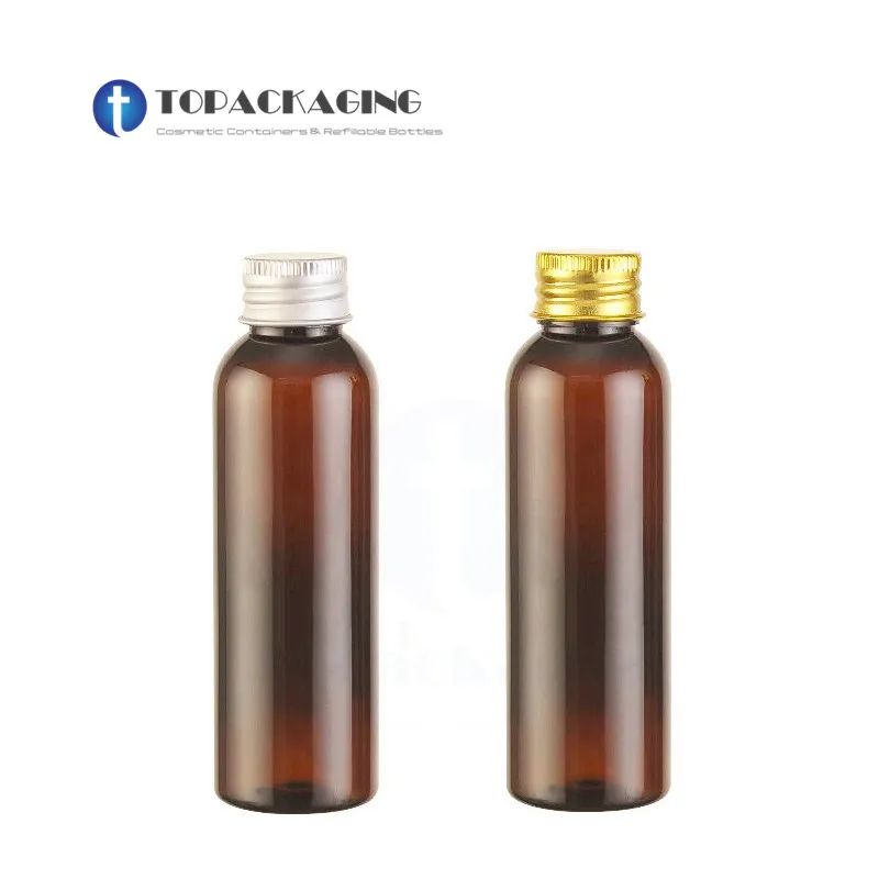 

30PCS*60ML Screw Cap Bottle Amber Plastic Lotion Cosmetic Container Empty Shampoo Aluminum Cover Refillable Makeup Essence Oil