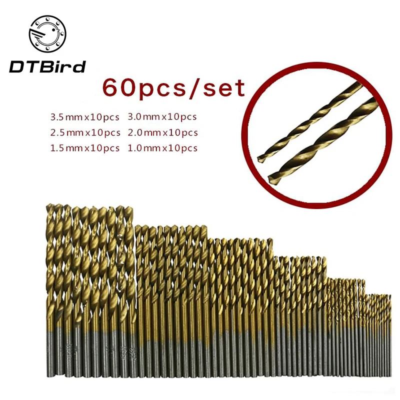 60Pcs/set HSS Twist Drill Bit Set Saw Set Titanium Coated Drill Woodworking Wood Tool 1/1.5/2/2.5/3/3.5mm For Metal hot
60Pcs/set HSS Twist Drill Bit Set Saw Set Titanium Coated Drill Woodworking Wood Tool 1/1.5/2/2.5/3/3.5mm For Metal hot