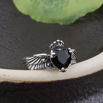 Thai silver wholesale s925 pure silver han edition style antique black agate angel wing ring opening female products
Thai silver wholesale s925 pure silver han edition style antique black agate angel wing ring opening female products