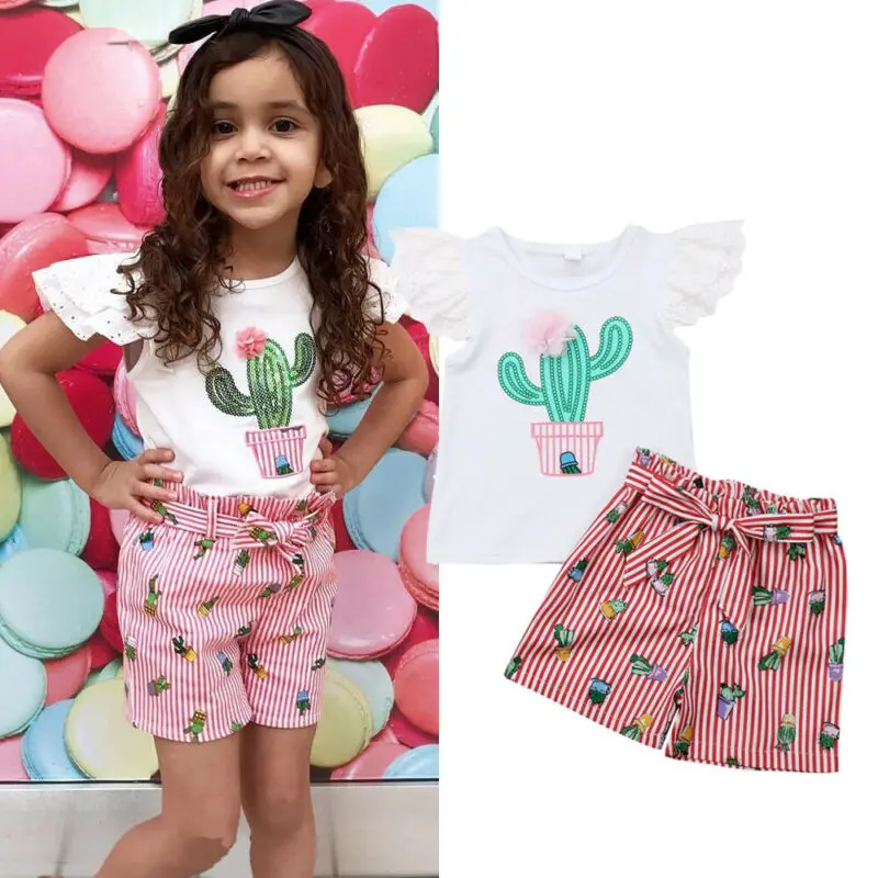 Toddler Kids Baby Girl Short Sleeve Lace Cactus T-Shirt Stripe Shorts Pants Outfit Baby Girl Clothes Summer Sunsuit
Toddler Kids Baby Girl Short Sleeve Lace Cactus T-Shirt Stripe Shorts Pants Outfit Baby Girl Clothes Summer Sunsuit