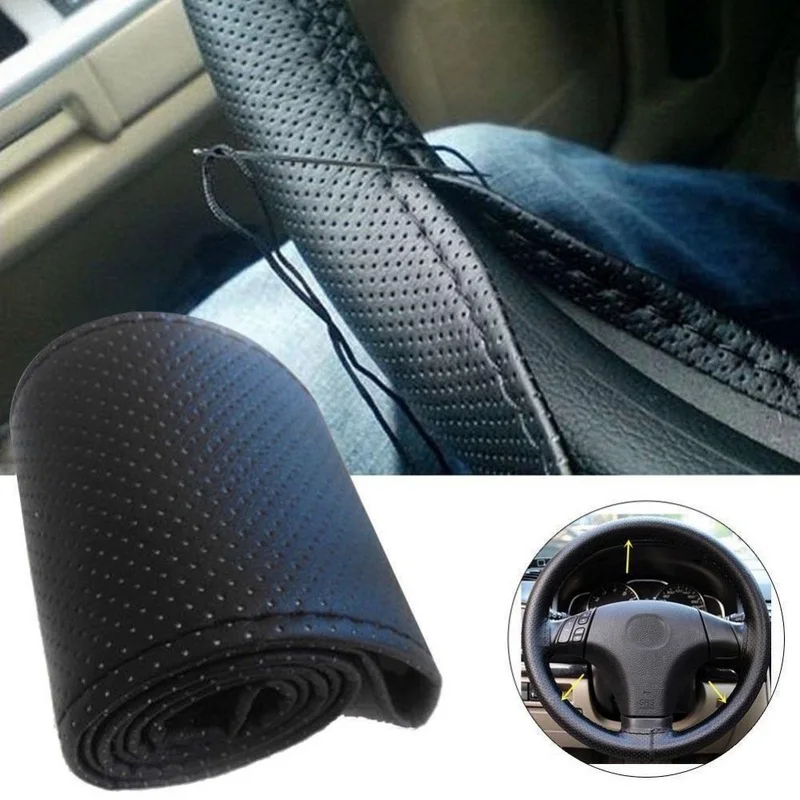 38cm Car Steering Wheel Cover with Needles and Thread Useful DIY Genuine Leather Soft Leather braid on the steering-wheel of Car
38cm Car Steering Wheel Cover with Needles and Thread Useful DIY Genuine Leather Soft Leather braid on the steering-wheel of Car