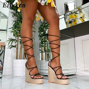 

Eilyken Fashion Women Summer Open Toe Shoes Ankle Strap Women Platform Sandals Wedges High heels 15CM Sandals Shoes