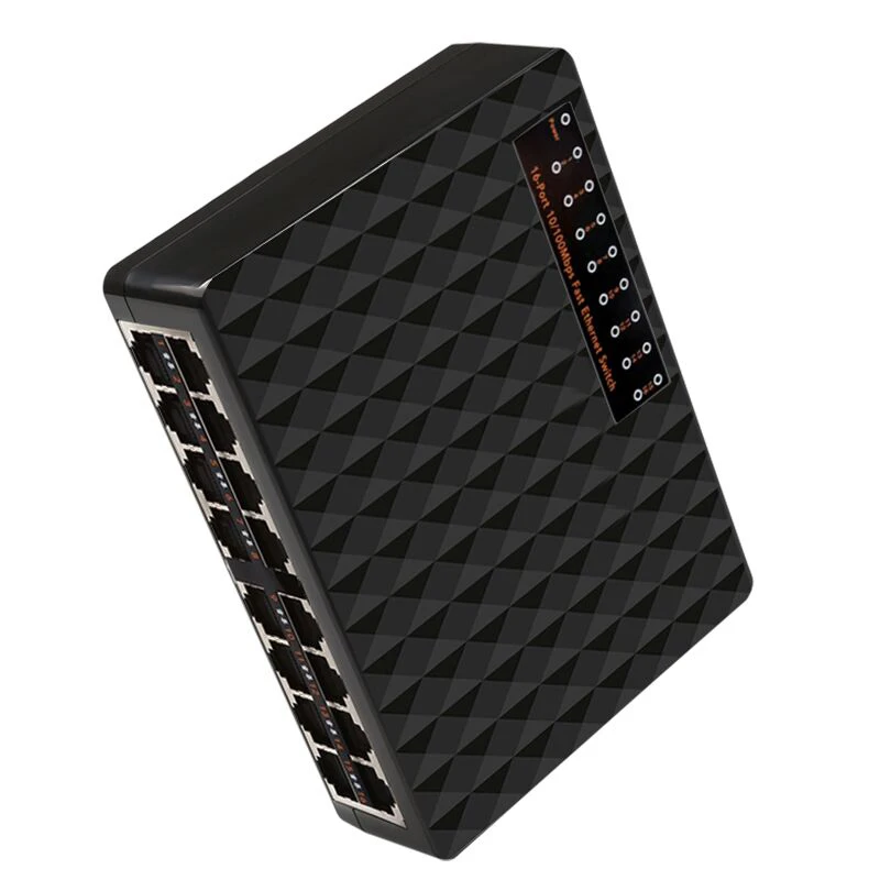 16 Ports 10/100Mbps Network Switch Fast Ethernet LAN RJ45 Vlan Hub Desktop PC Switcher with EU/US Adapter |