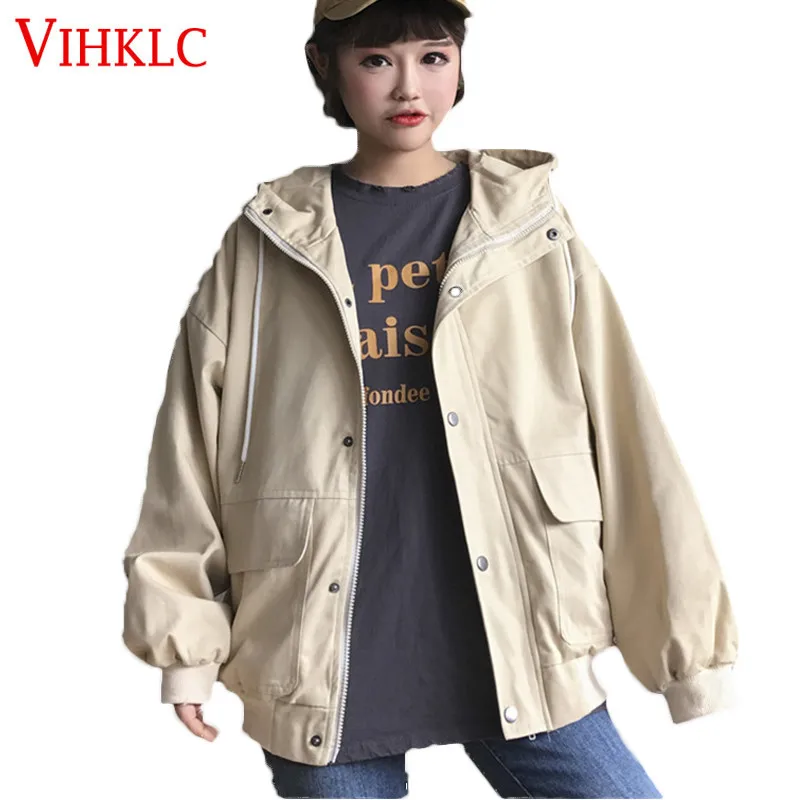 Wild Hooded Solid Color Coat Spring Autumn Women 2018 New Korean Students BF Harajuku Loose Casual Tooling Jacket X162
Wild Hooded Solid Color Coat Spring Autumn Women 2018 New Korean Students BF Harajuku Loose Casual Tooling Jacket X162