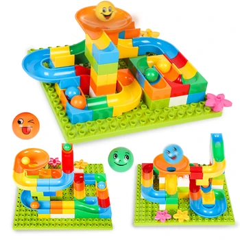 58PCS Marble Race Run Maze Balls Track Building Blocks Funnel Slide Building Brick 1PC Base Plate 16X16Dots Compatible Duploed
58PCS Marble Race Run Maze Balls Track Building Blocks Funnel Slide Building Brick 1PC Base Plate 16X16Dots Compatible Duploed
