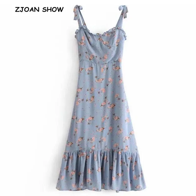 Summer Chic Floral Print Tie Bow Spaghetti Strap Dress Women Ruffles Wood ears Long Dresses Femme Vestidos
Summer Chic Floral Print Tie Bow Spaghetti Strap Dress Women Ruffles Wood ears Long Dresses Femme Vestidos