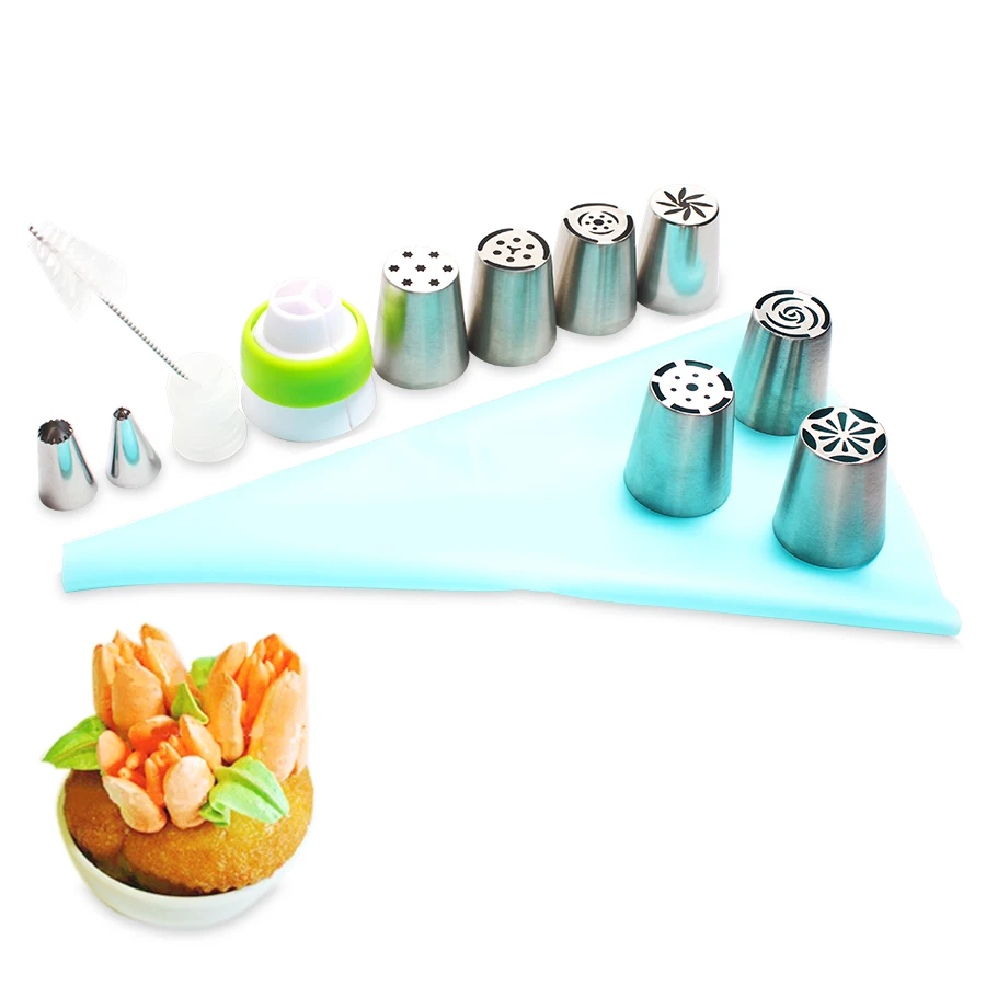 13PCS Stainless Steel Flower Cream Russian Piping Tips Icing Piping Nozzles Pastry Bag For baking Tools For Cakes
13PCS Stainless Steel Flower Cream Russian Piping Tips Icing Piping Nozzles Pastry Bag For baking Tools For Cakes