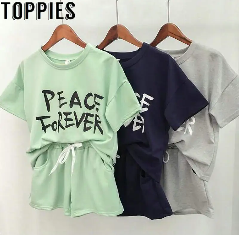 Toppies Women 2019 Summer Women Tracksuits Loose Sports Short Sleeves Tees Elastic Waist Shorts Two Piece Sets
Toppies Women 2019 Summer Women Tracksuits Loose Sports Short Sleeves Tees Elastic Waist Shorts Two Piece Sets