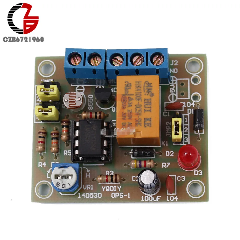 Light Control Switch Module DIY Kit With 5V Relay LM393 Electronic Borad With Photosensitive DC 5-6V
Light Control Switch Module DIY Kit With 5V Relay LM393 Electronic Borad With Photosensitive DC 5-6V