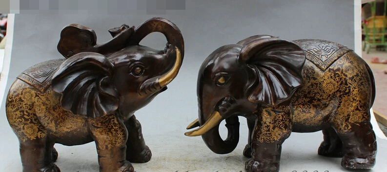 003605 11" Folk Chinese Bronze Animals Wealth RuYi Strong Flower Elephant Statue Pair
003605 11" Folk Chinese Bronze Animals Wealth RuYi Strong Flower Elephant Statue Pair