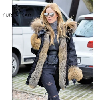FURSARCAR 2019 New Women Real Fur Coat New Winter Fashion Coat Luxury Female Fur Coat Parka With Fox Fur Trim Hood And Cuff
FURSARCAR 2019 New Women Real Fur Coat New Winter Fashion Coat Luxury Female Fur Coat Parka With Fox Fur Trim Hood And Cuff