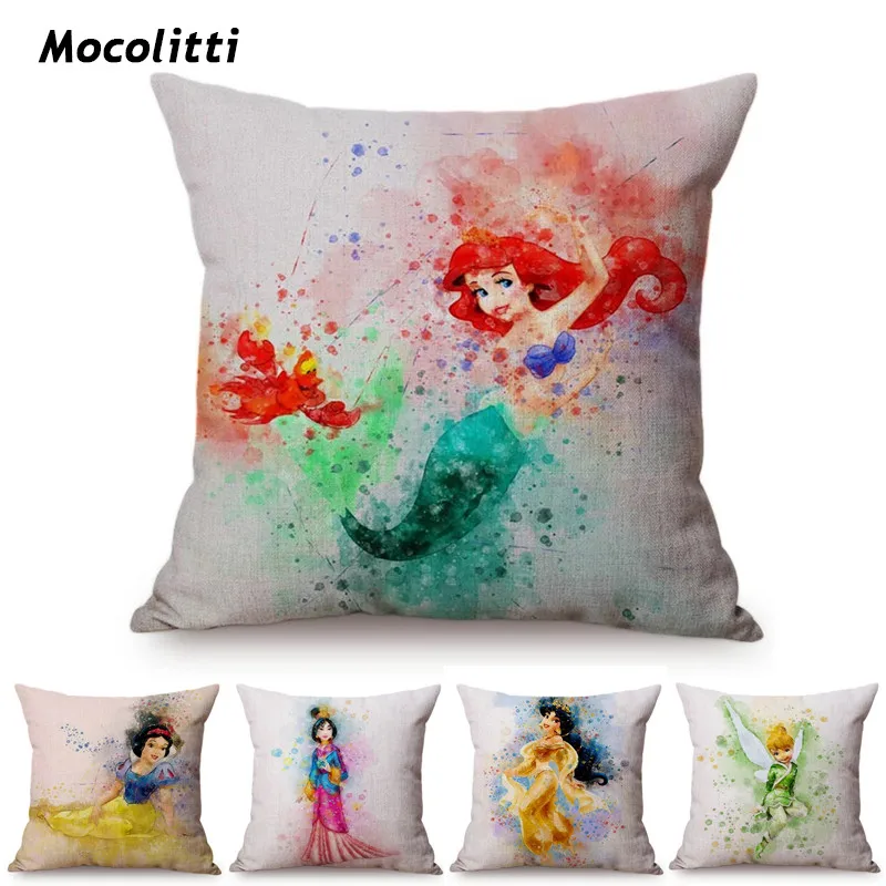 Water Color Mermaid Ariel Rapunzel Cartoon Cushion Cover Snow White Princess Cute Girl Home Decor Room Sofa Throw Pillow Cover
Water Color Mermaid Ariel Rapunzel Cartoon Cushion Cover Snow White Princess Cute Girl Home Decor Room Sofa Throw Pillow Cover