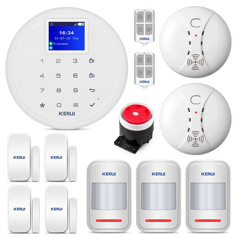 KERUI G17 Home Alarm GSM Security Alarm 1.7 Inch TFT Touch Screen System Smoke detector Motion Detector Door magent Security
KERUI G17 Home Alarm GSM Security Alarm 1.7 Inch TFT Touch Screen System Smoke detector Motion Detector Door magent Security