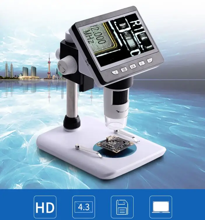 1000X 4.3" 1080P 8 LEDs usb microscope Digital Electronic Microscope Support for soldering camera with Battery Digital Magnifier
1000X 4.3" 1080P 8 LEDs usb microscope Digital Electronic Microscope Support for soldering camera with Battery Digital Magnifier