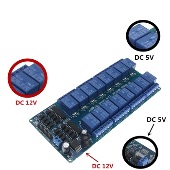 

DC 5V 12V Sixteen 16 Channel Relay Module Interface Board With Optocoupler Protection LM2576 Power for arduino Diy Kit