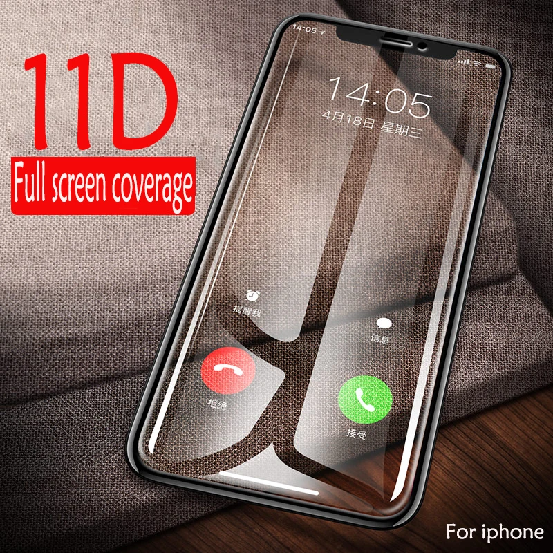 Защитное стекло 11D для iPhone X XR XS Max 6 6s 7 8 plus полное покрытие защита экрана