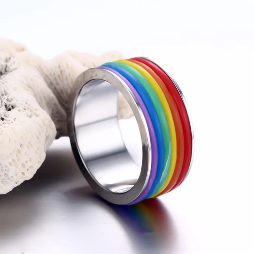 9MM Rainbow Rings Jewelry Simple Style Titanium Steel High Polished Rainbow Ring for Anniversary
9MM Rainbow Rings Jewelry Simple Style Titanium Steel High Polished Rainbow Ring for Anniversary