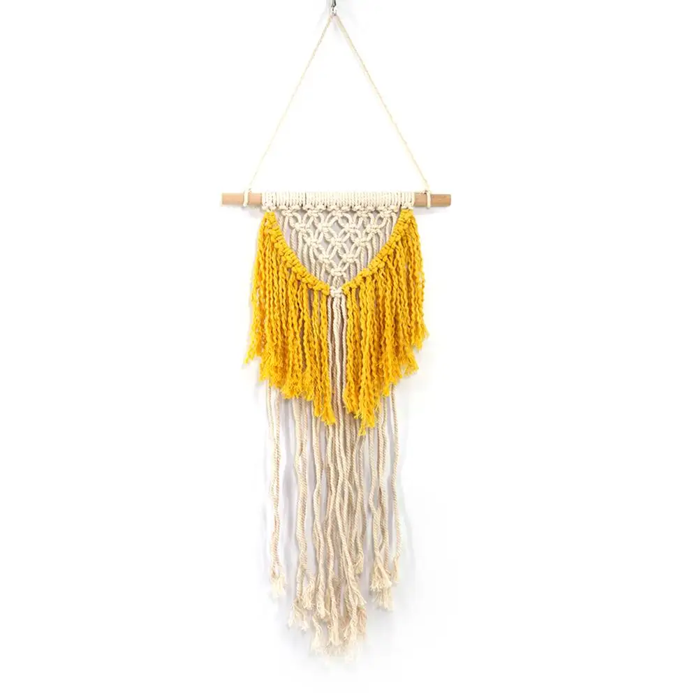 Macrame wall art hand-made dyed cotton wall hanging tapestry and lace fabric Bohemia tassel boho home decoration yellow
Macrame wall art hand-made dyed cotton wall hanging tapestry and lace fabric Bohemia tassel boho home decoration yellow