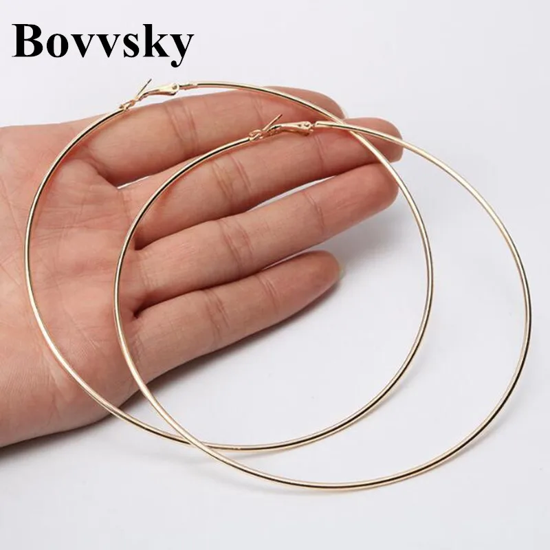 

Bovvsky Personality Super Big Circles Hoop Earrings For Women Fashion Gold-color Jewelry Bijoux Trendy Statement Earrings