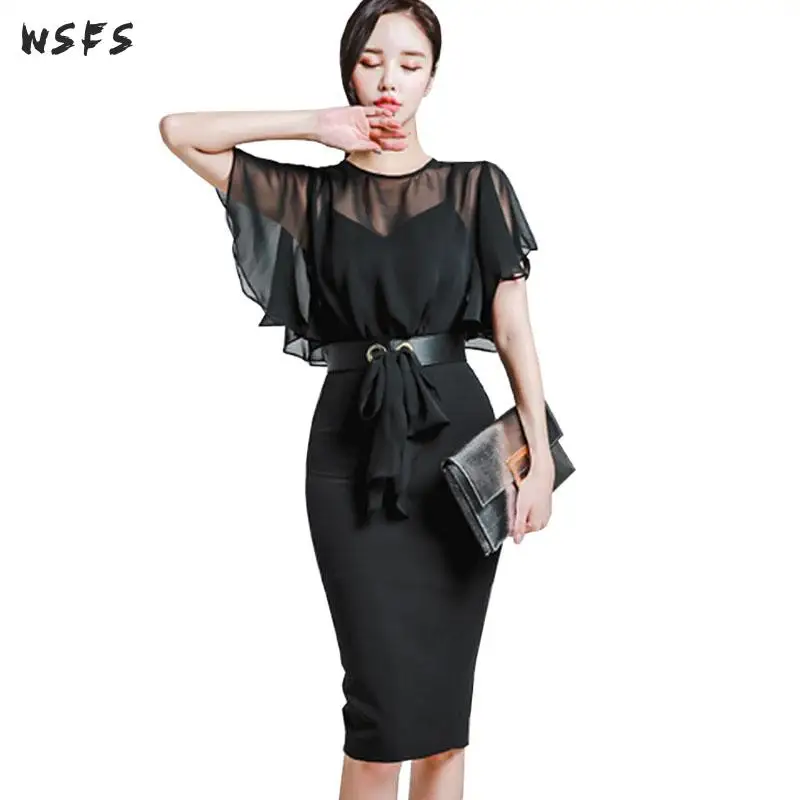 Summer Chiffon Dresses Black Wine Red Butterfly Sleeve Womens Dress Tight Elegant Bandage Bodycon Sexy Party Wrap Pencil Dress
Summer Chiffon Dresses Black Wine Red Butterfly Sleeve Womens Dress Tight Elegant Bandage Bodycon Sexy Party Wrap Pencil Dress