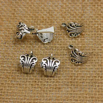 

Wholesale 50pcs 8*12*17mm Antique Silver color filigree Pattern Bail Beads Jewelry Making T0322