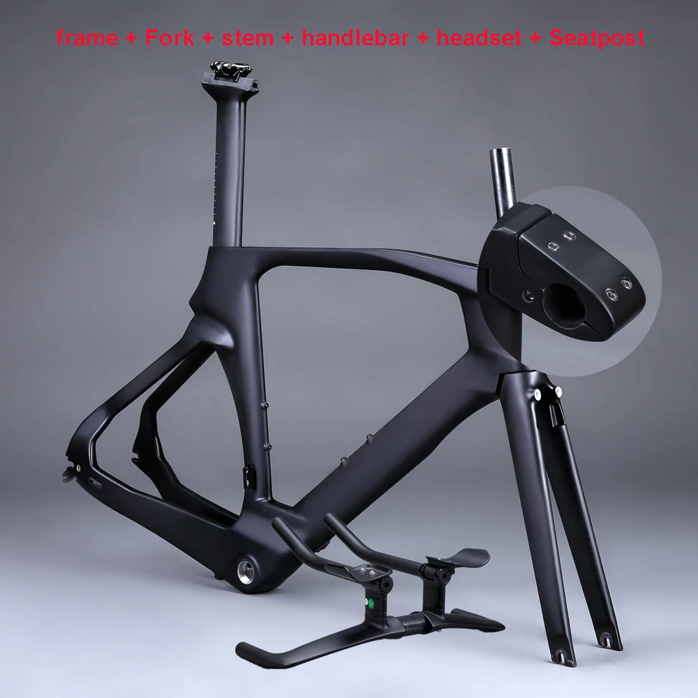 TT Bicycle Carbon Fiber Frame Time Trial / Triathlon Bike FM018 Frameset 130*9mm UD Matte With Handlebar
TT Bicycle Carbon Fiber Frame Time Trial / Triathlon Bike FM018 Frameset 130*9mm UD Matte With Handlebar