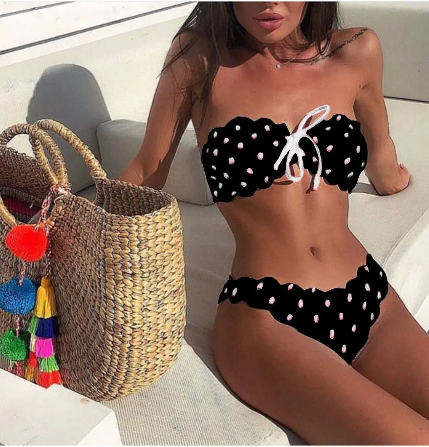 Swimwear Women Polka Dot Micro Bikini Off Shoulder Bandage Bikini Push Up Bandeau White Black Swimwear Separate Bathing Suit
Swimwear Women Polka Dot Micro Bikini Off Shoulder Bandage Bikini Push Up Bandeau White Black Swimwear Separate Bathing Suit