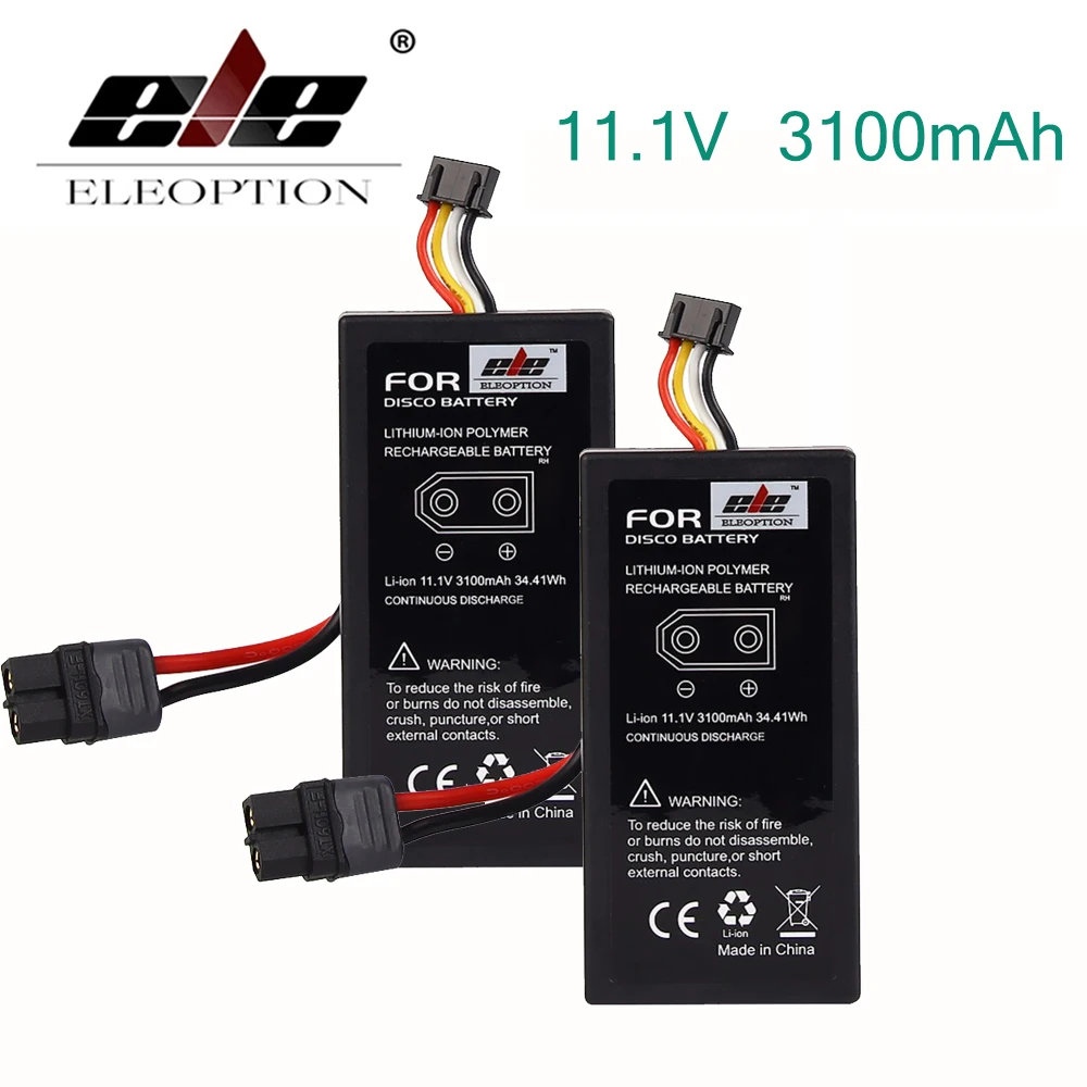 ELEOPTION 2PCS 3100mAh Rechargeable battery 11.1V For UAV Parrot Disco FPV Lithium-ion Polymer Rechargeable Battery
ELEOPTION 2PCS 3100mAh Rechargeable battery 11.1V For UAV Parrot Disco FPV Lithium-ion Polymer Rechargeable Battery