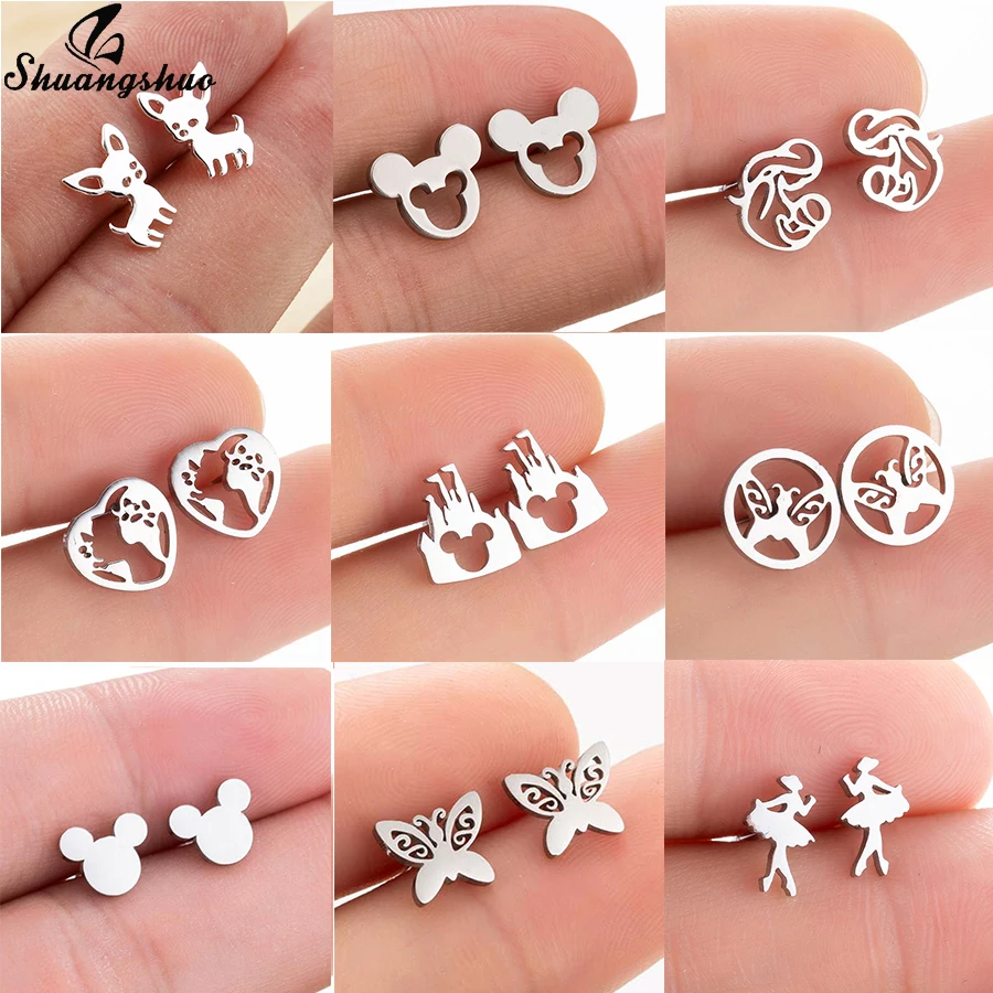 Shuangshuo Steel Color Cute Mickey Stud Earrings Women Girls Kids Jewelry Accessories Small Mouse Pendientes Butterfly Brincos
Shuangshuo Steel Color Cute Mickey Stud Earrings Women Girls Kids Jewelry Accessories Small Mouse Pendientes Butterfly Brincos